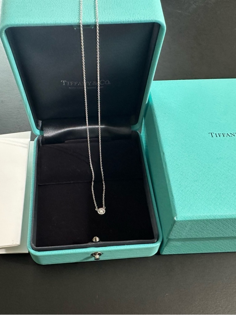 Mothers/Grads Tiffany & Co. Diamonds By the Yard .17 Silver Pendant w Box